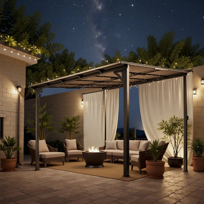 Homall 10 x 14 FT Outdoor Gazebo Wall Mounted Lean to Gazebo Pergola with Polycarbonate Roof Heavy Duty Metal Patio Awnings with Aluminum Frame for Patio, Backyard, Deck
