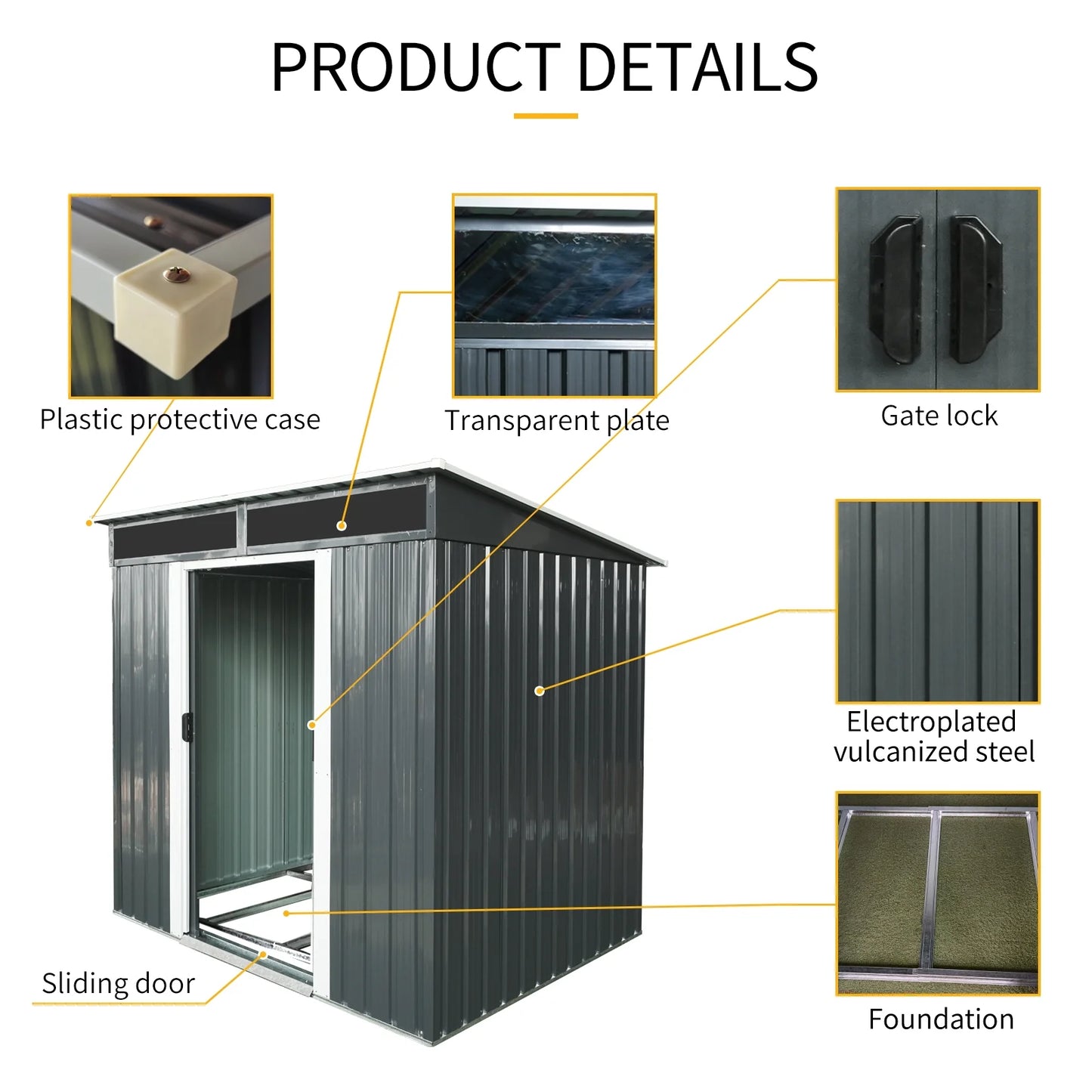 AENKYO Outdoor storage sheds 6FTx5FT Pent roof with Double Lockable Doors for Backyard Patio Lawn - Black
