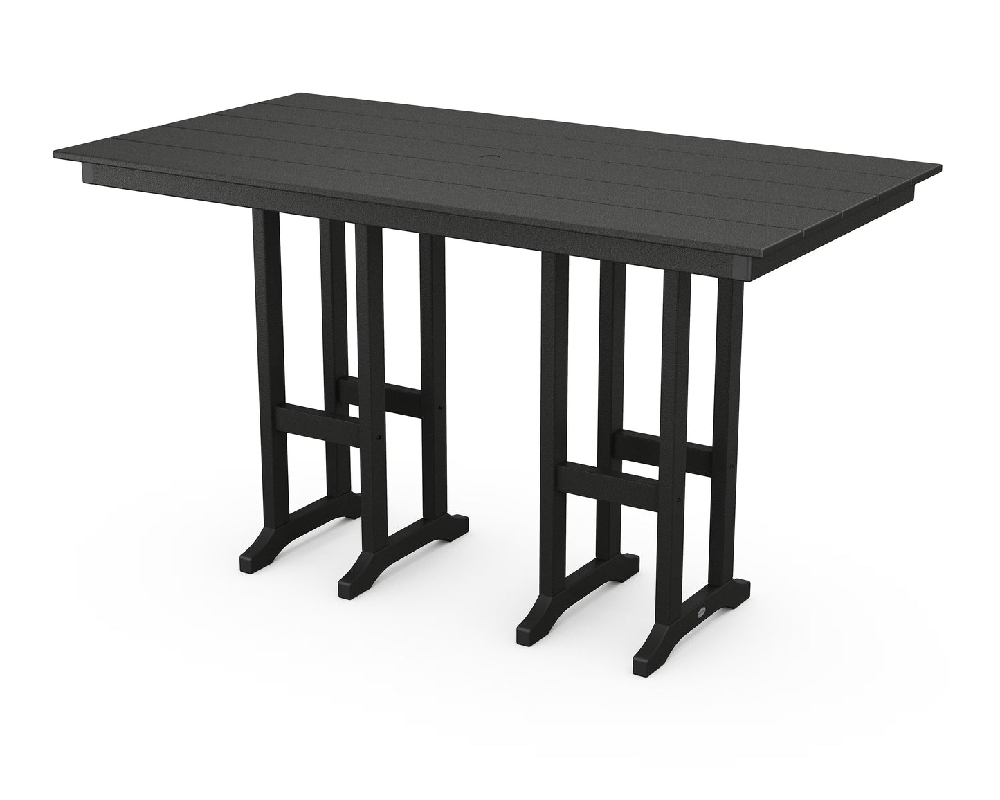 POLYWOOD 37" x 72" Farmhouse Patio Bar Table with Weather-Resistant Design, Slate Grey