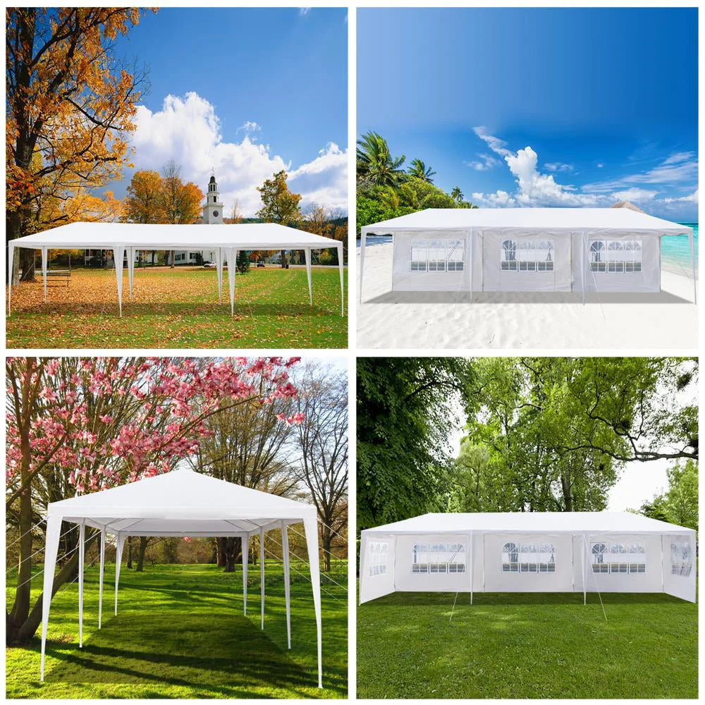 OverPatio 10'x30' Canopy Tent Outdoor Gazebo Tent with 5 Sidewalls White