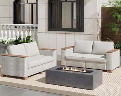 Jocisland Patio Furniture Set, 6 Piece Modular Rattan Outdoor Sectional Set with Washable Cushions, 3-Seat Outdoor Couch, 1 Loveseat, 1 Single Chair for Lawn Deck Backyard Garden, Beige