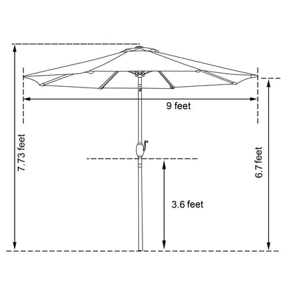 9ft Patio Umbrella Outdoor Market 32 LED Solar Umbrella with Tilt and Crank(Navy Blue)