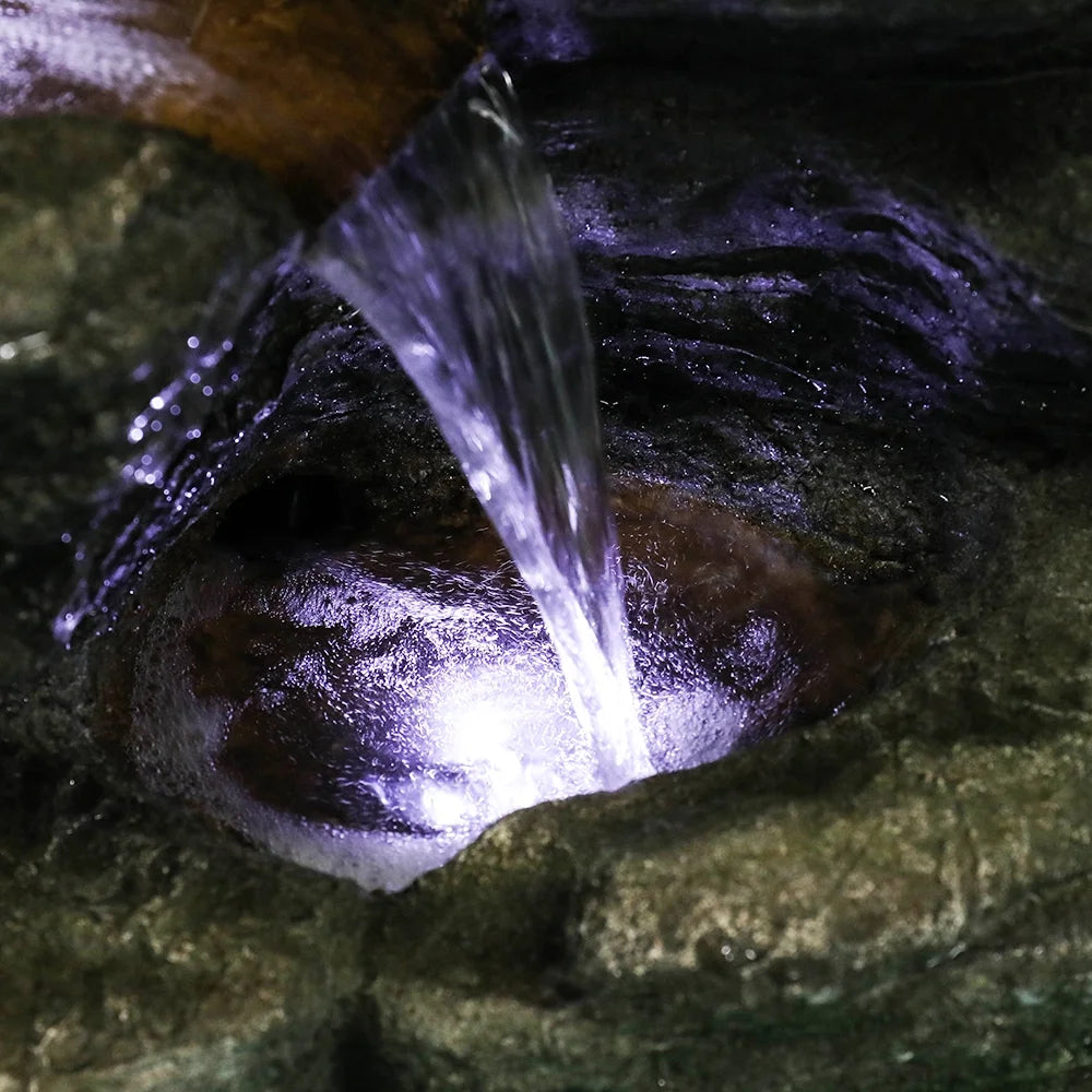 Willwolf Outdoor Water Fountain with LED Lights, 6-Tiered Electric Resin Waterfall for Garden Patio Lawn Yard and Porch