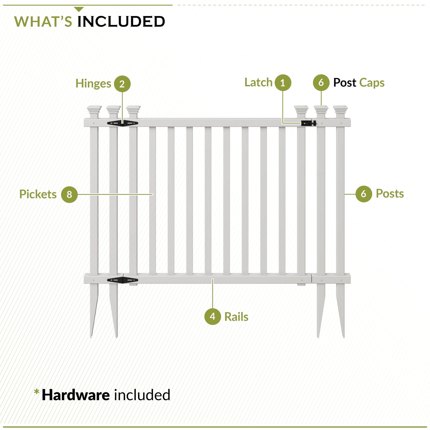 36in H x 51in W (1 Gate) No Dig Zippity Baskenridge Gate Kit, White Vinyl Picket Fence Gate Kit for Baskenridge Fence Panels, Gate for Backyard, Patio, Outdoor, & Garden Fence, ZP19038