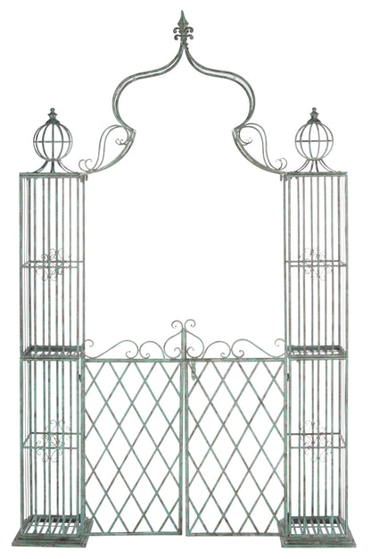 SAFAVIEH Beatrix Outdoor Patio Arbor with Door, Antique Green