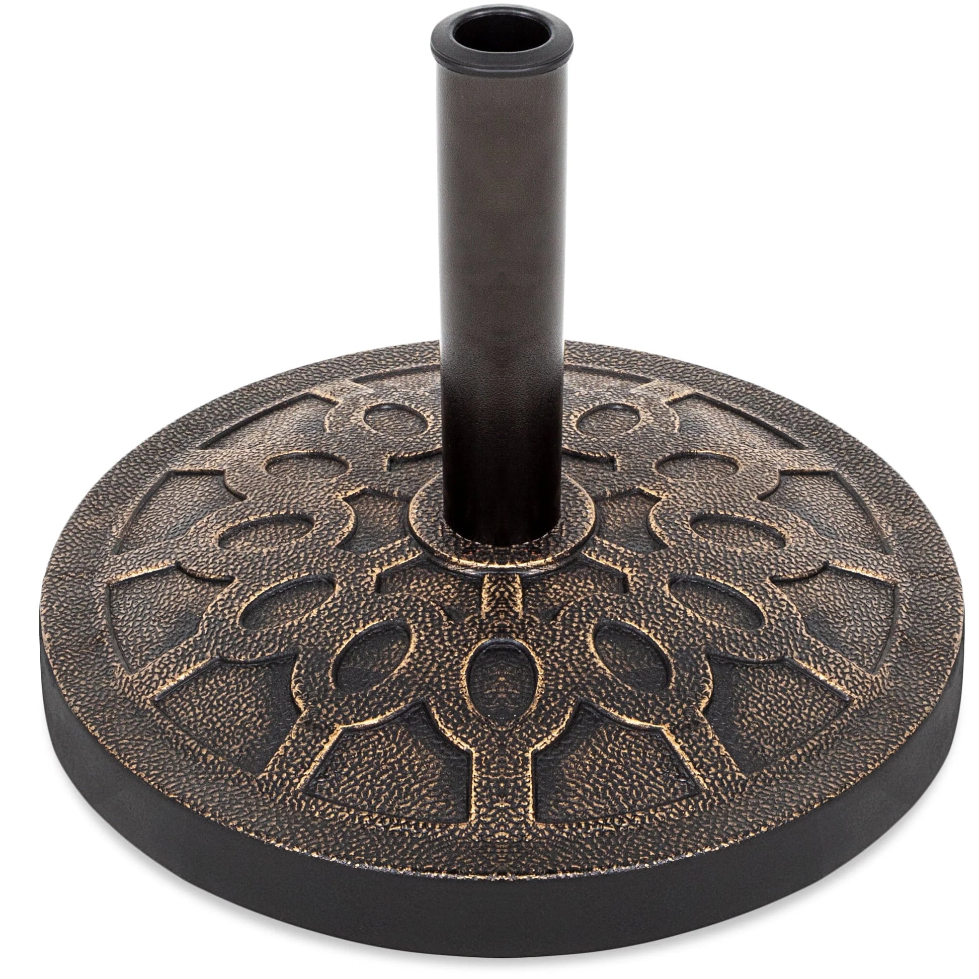 Best Choice Products 18in Round Heavy-Duty Steel Patio Umbrella Base Stand w/Rust-Resistant Finish - Bronze