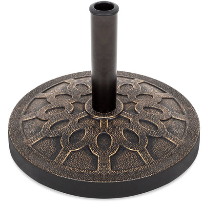 Best Choice Products 18in Round Heavy-Duty Steel Patio Umbrella Base Stand w/Rust-Resistant Finish - Bronze