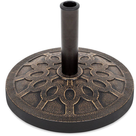 Best Choice Products 18in Round Heavy-Duty Steel Patio Umbrella Base Stand w/Rust-Resistant Finish - Bronze