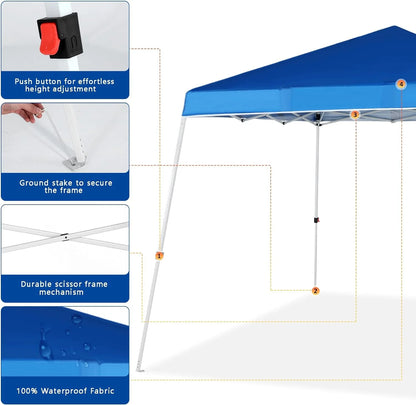 Abba Patio 10'x10' Outdoor Pop up Canopy Tent w/Carry Bag, Blue
