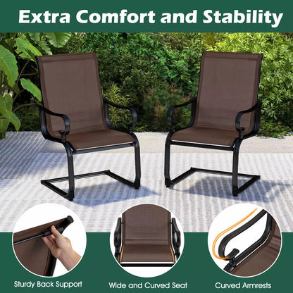 Harmijoy Set of 2 Patio Chairs C-Spring Motion Chairs w/Quick-drying & Breathable Fabric