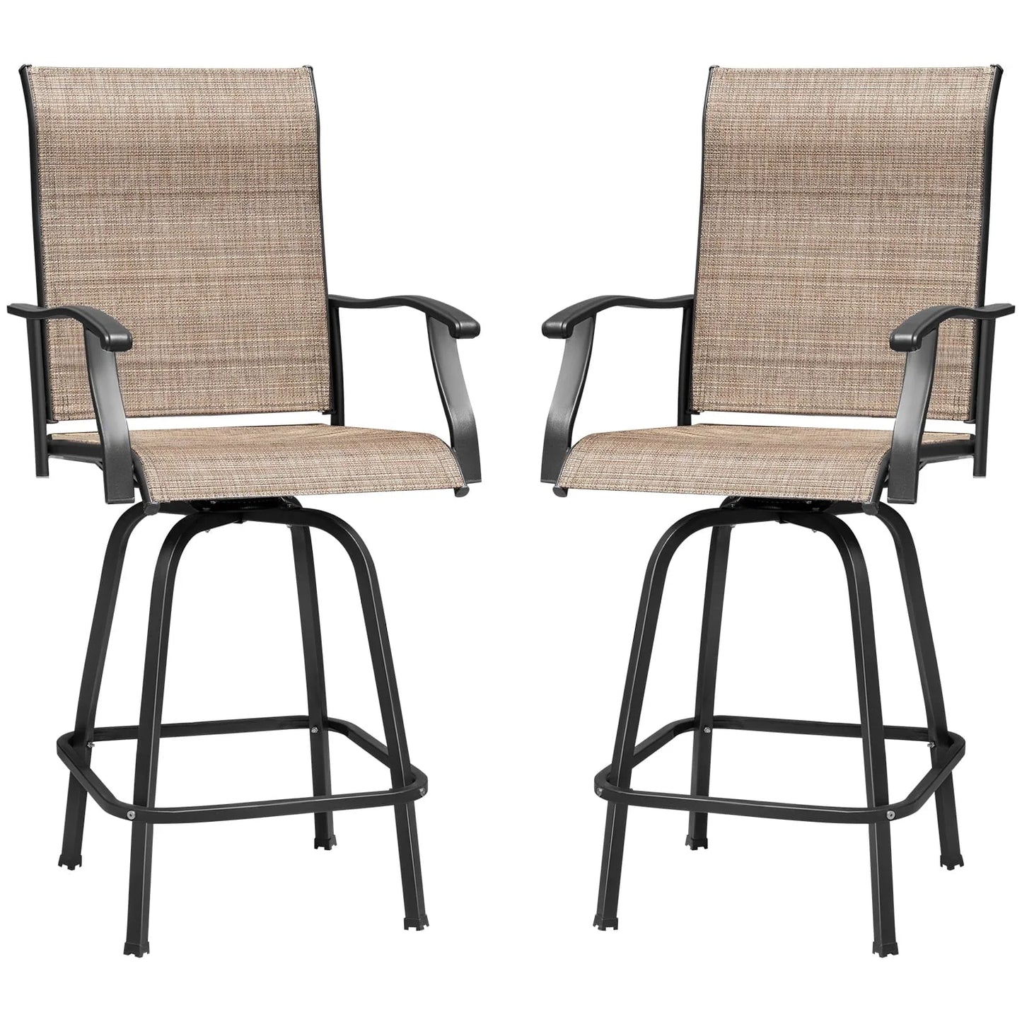 LACOO Patio Bar Height Bistro Chair Set of Two,Tan