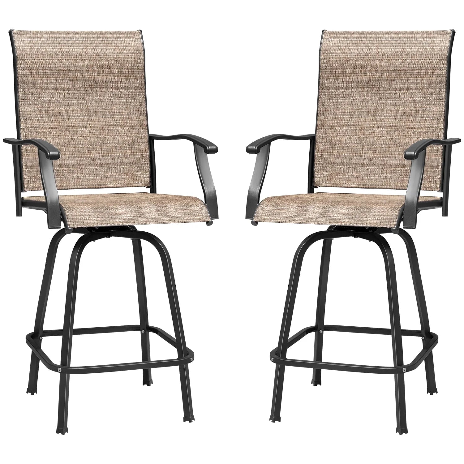 LACOO Patio Bar Height Bistro Chair Set of Two,Tan