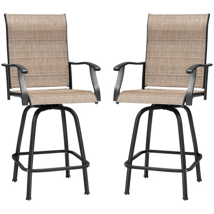 LACOO Patio Bar Height Bistro Chair Set of Two,Tan