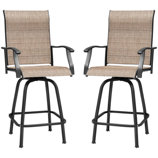LACOO Patio Bar Height Bistro Chair Set of Two,Tan