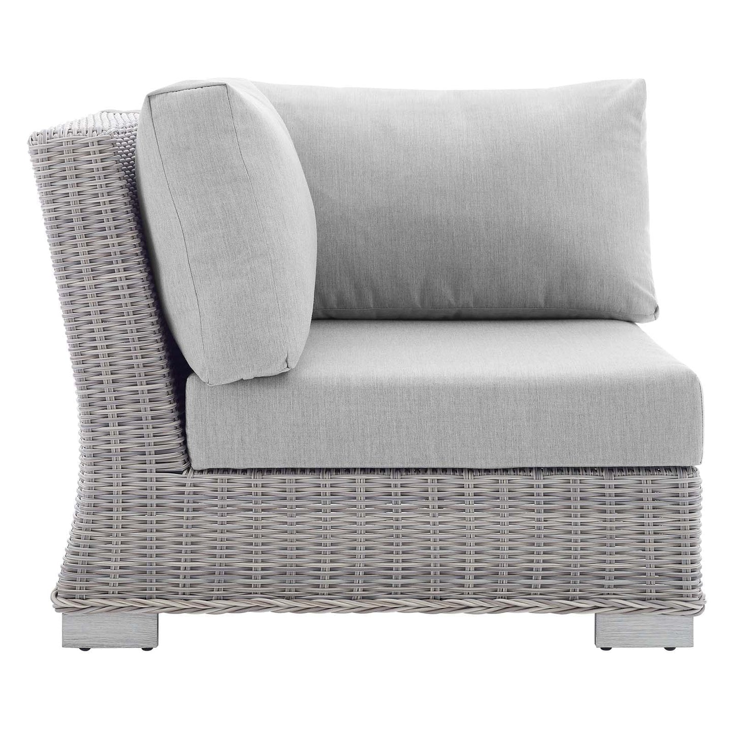 Modway Conway Sunbrella® Outdoor Patio Wicker Rattan Corner Chair in Light Gray Gray