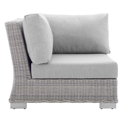 Modway Conway Sunbrella® Outdoor Patio Wicker Rattan Corner Chair in Light Gray Gray