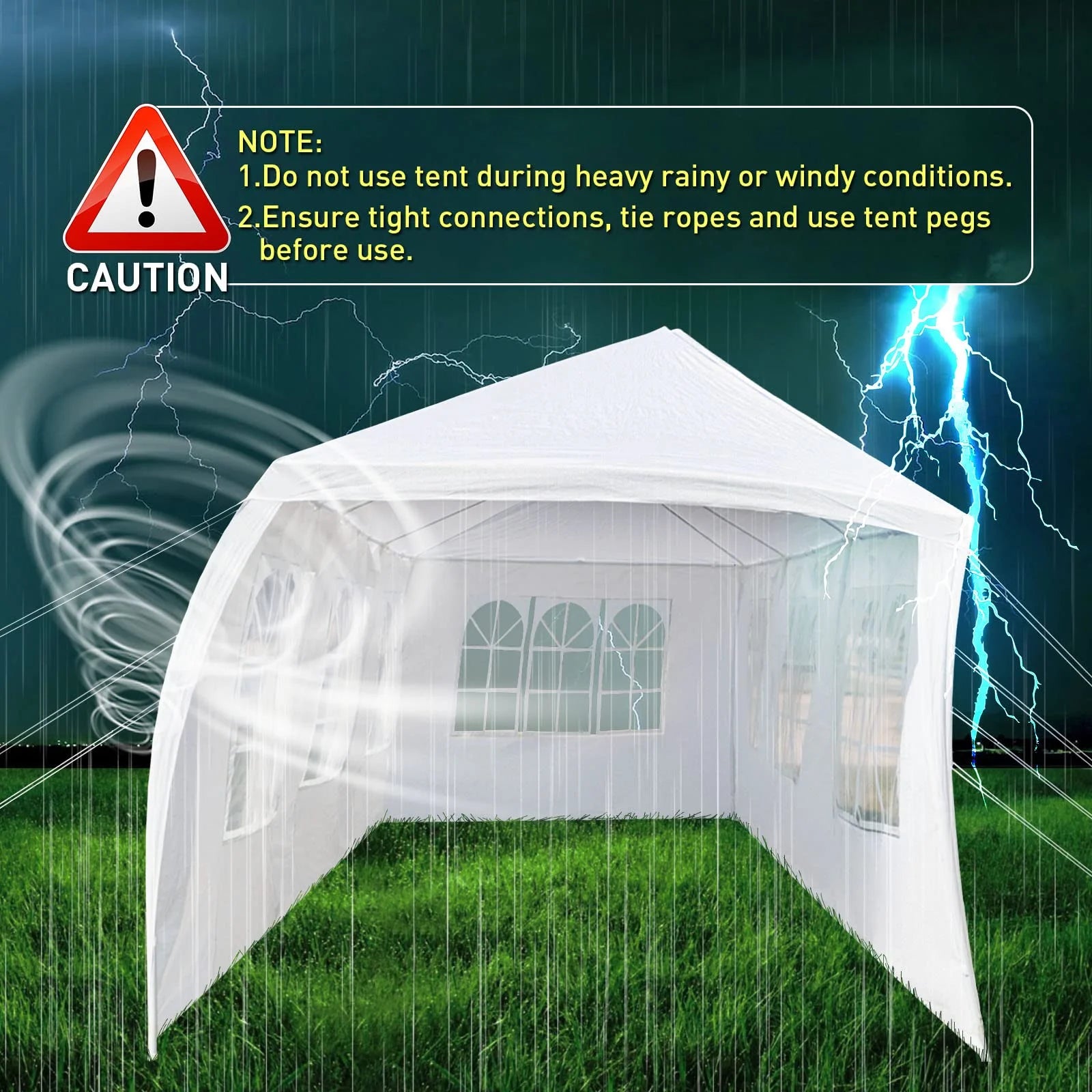 10'x30' Heavy Duty Outside Party Tent, Waterproof Event Tent for Beach Wedding Camping, Durable Outdoor Event Tent for Patio Garden BBQ Shelter, White