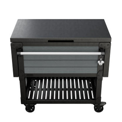 Open Box Keter Outdoor Patio Cooler Ice Chest Insulated Beverage Bar Cart, Gray
