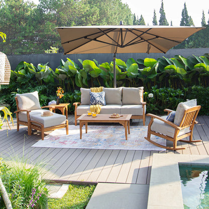 Cambridge Casual Leon Teak Patio Club Chair with Cushion Beige