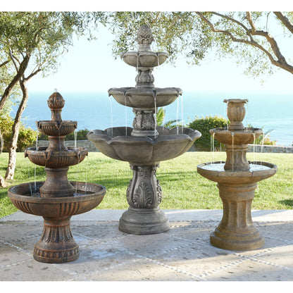 Ravenna 43" High Large Italian Indoor Outdoor Decor Faux Stone Floor Fountain Waterfall Outside Garden Patio