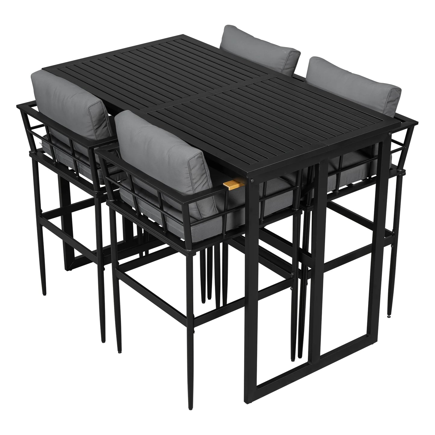 Harper & Bright Designs Iron Outdoor Counter Height Dining Set for 4, 5 Pieces All-Weather Patio Dining Furniture Set with Table and 4 Chairs for Pub Backyard Balcony Garden, Gray