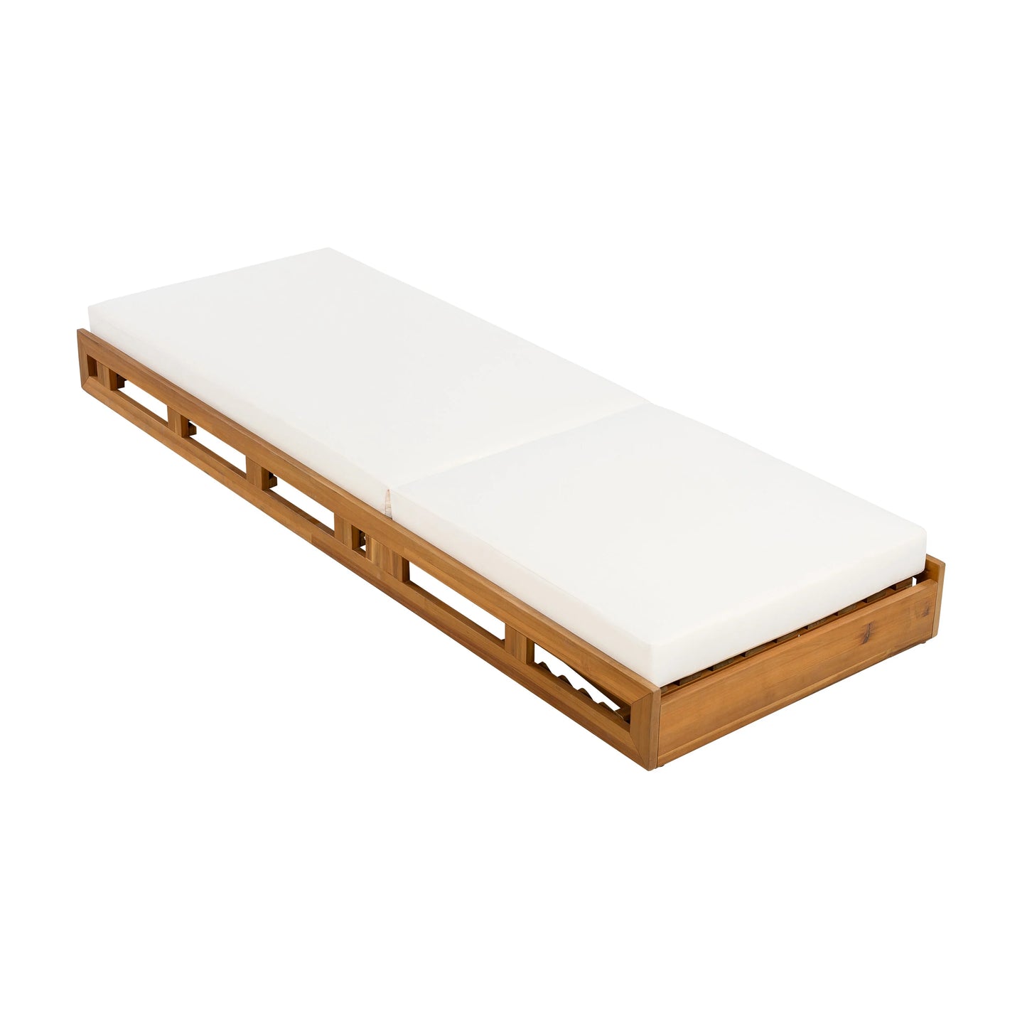 Patio Seating LOUNGE CHAISE SET, ACACIA WOOD WITH WATER-RESISTANT LOUNGE CUSHIONS (CREAM & 4 INCH THICK) - MATCHING DARK GREY VERSION AVAILABLE,Outdoor Seating