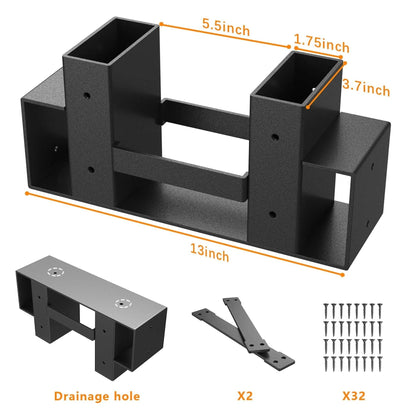Mr IRONSTONE Adjustable Firewood Log Storage Rack Bracket Kit - Convenient Wood Rack Length Adjustment - Outdoor Indoor Patio Deck Metal Log Holder with 34 Accessories