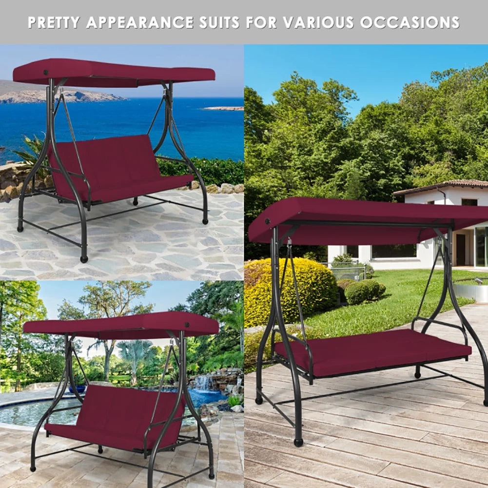 GVN 3 Seats Converting Outdoor Swing Canopy Hammock with Adjustable Tilt Canopy-Black, Porch Swing Hanging Bench, Outdoor Swing Bench for Patio, Yard, Garden