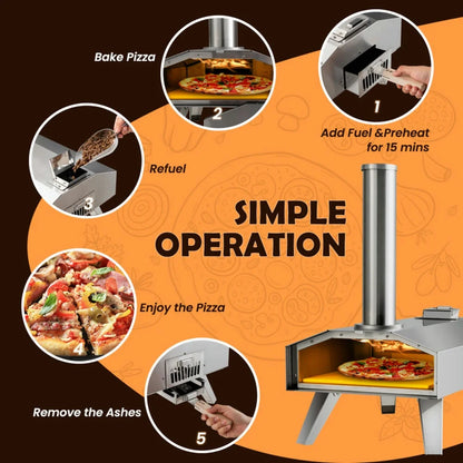 Topcobe Portable Stainless Steel Outdoor Pizza Oven with 12 Inch Pizza Stone, Cooking Space for Backyard, Patio and Parties