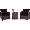 Costway 3PCS Patio Rattan Furniture Set Cushioned Conversation Set Sofa Turquoise