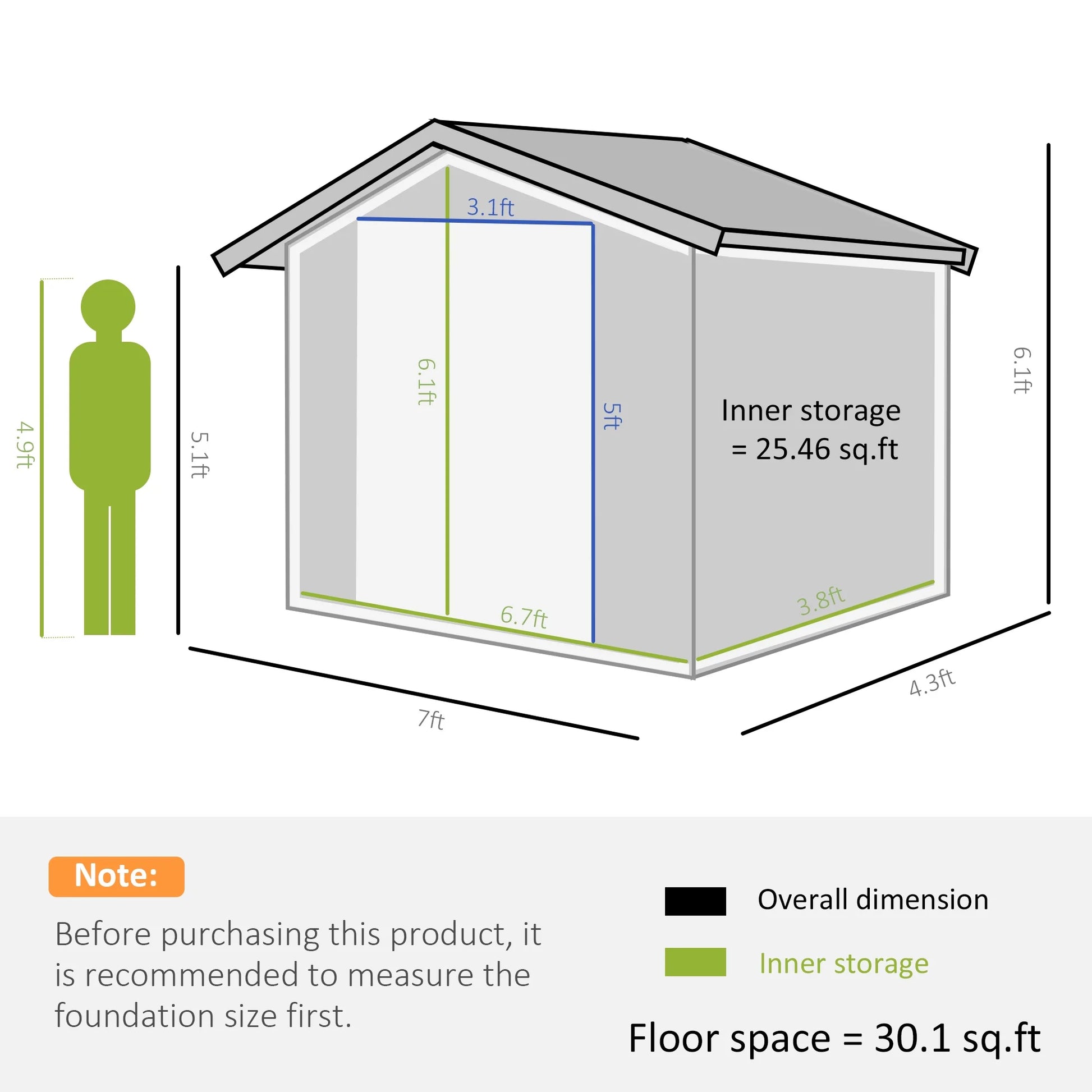 Outsunny 7' x 4' Metal Storage Shed Organizer, Garden Tool House with 4 Vents and 2 Sliding Doors for Backyard, Patio, Garage, Lawn, Dark Gray