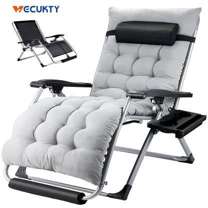 Oversized Zero Gravity Chair,VECUKTY Oversized XL Ergonomic Patio Recliner Folding Reclining Chair for Indoor and Outdoor,Gray
