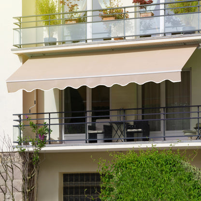 VEIKOUS 8'x7' Retractable Patio Awning Sun Shade Cover with Manual Crank, Beige