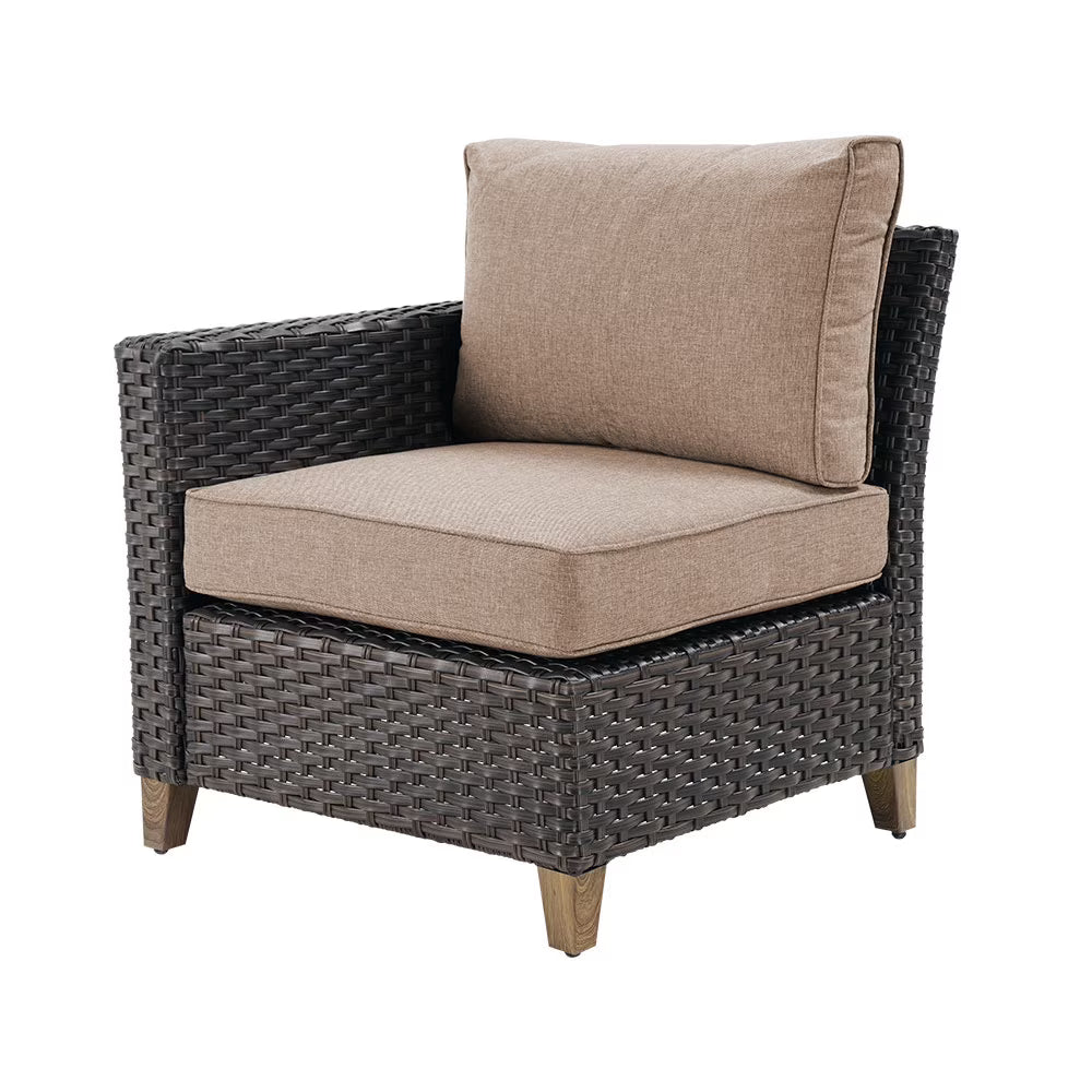 Grand Patio Outdoor Furniture, Patio Wicker Sectional Sofa Modular Furniture Set, Left Arm Sofa, Beige