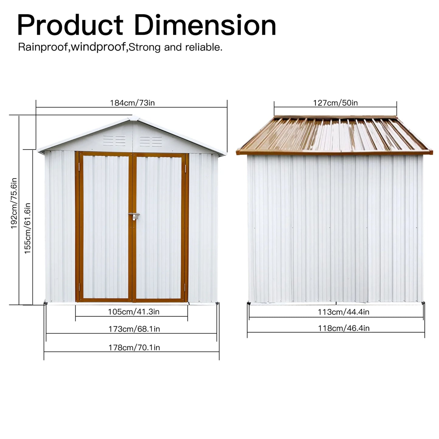 5?4 FT Outdoor Storage shed, Metal Shed with Sloping Roof and Lockable Door, Tool Shed for Bike, Toys, Backyard, Garden, Patio, White