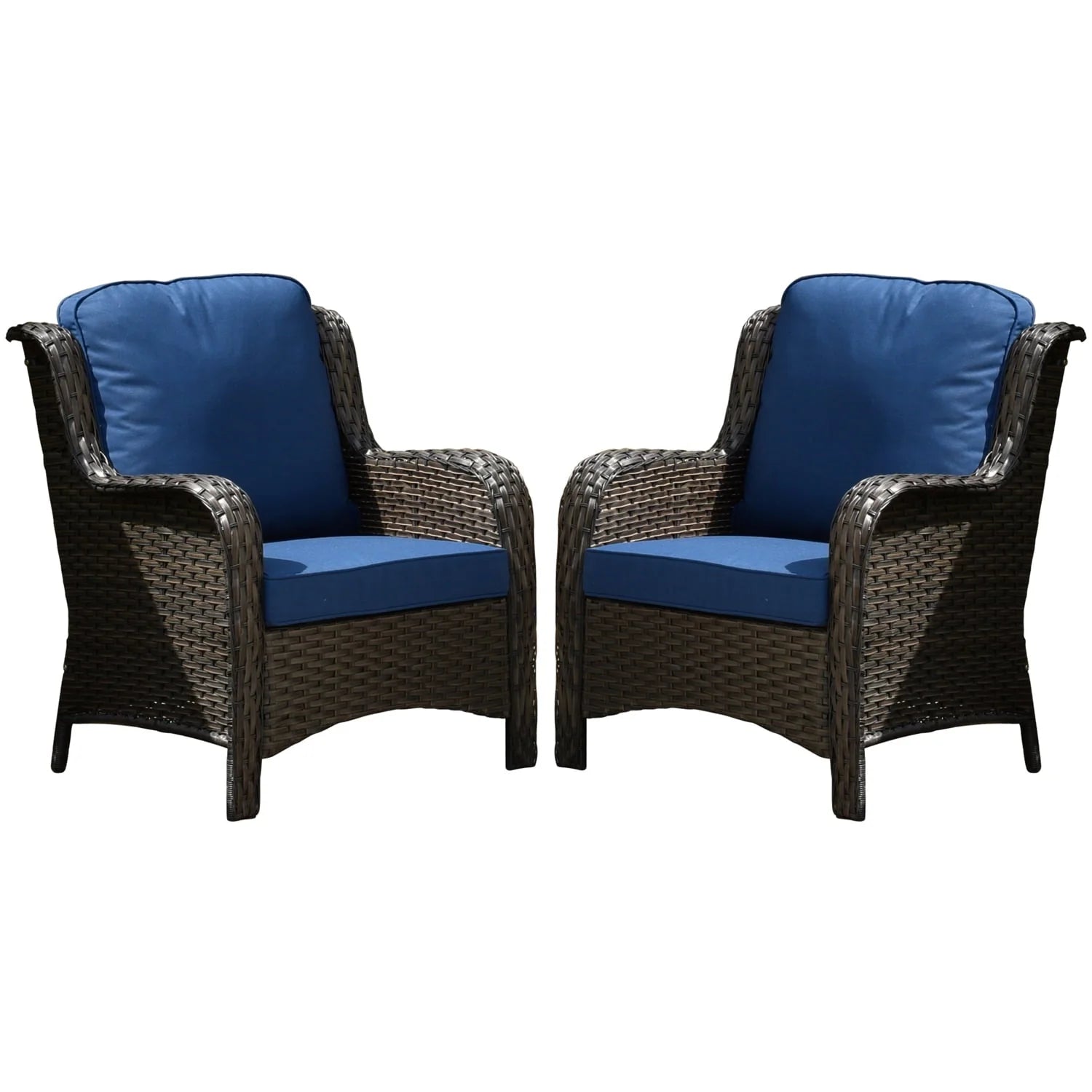 Ovios Outdoor Patio Single Chairs on sale 2 Pieces, Wicker Patio Single Chairs Set, PE Rattan Patio Chairs with Fabric Cushions for Backyard