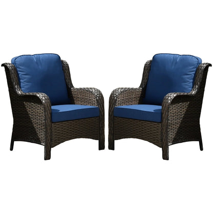 Ovios Outdoor Patio Single Chairs on sale 2 Pieces, Wicker Patio Single Chairs Set, PE Rattan Patio Chairs with Fabric Cushions for Backyard