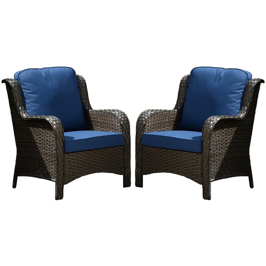 Ovios Outdoor Patio Single Chairs on sale 2 Pieces, Wicker Patio Single Chairs Set, PE Rattan Patio Chairs with Fabric Cushions for Backyard