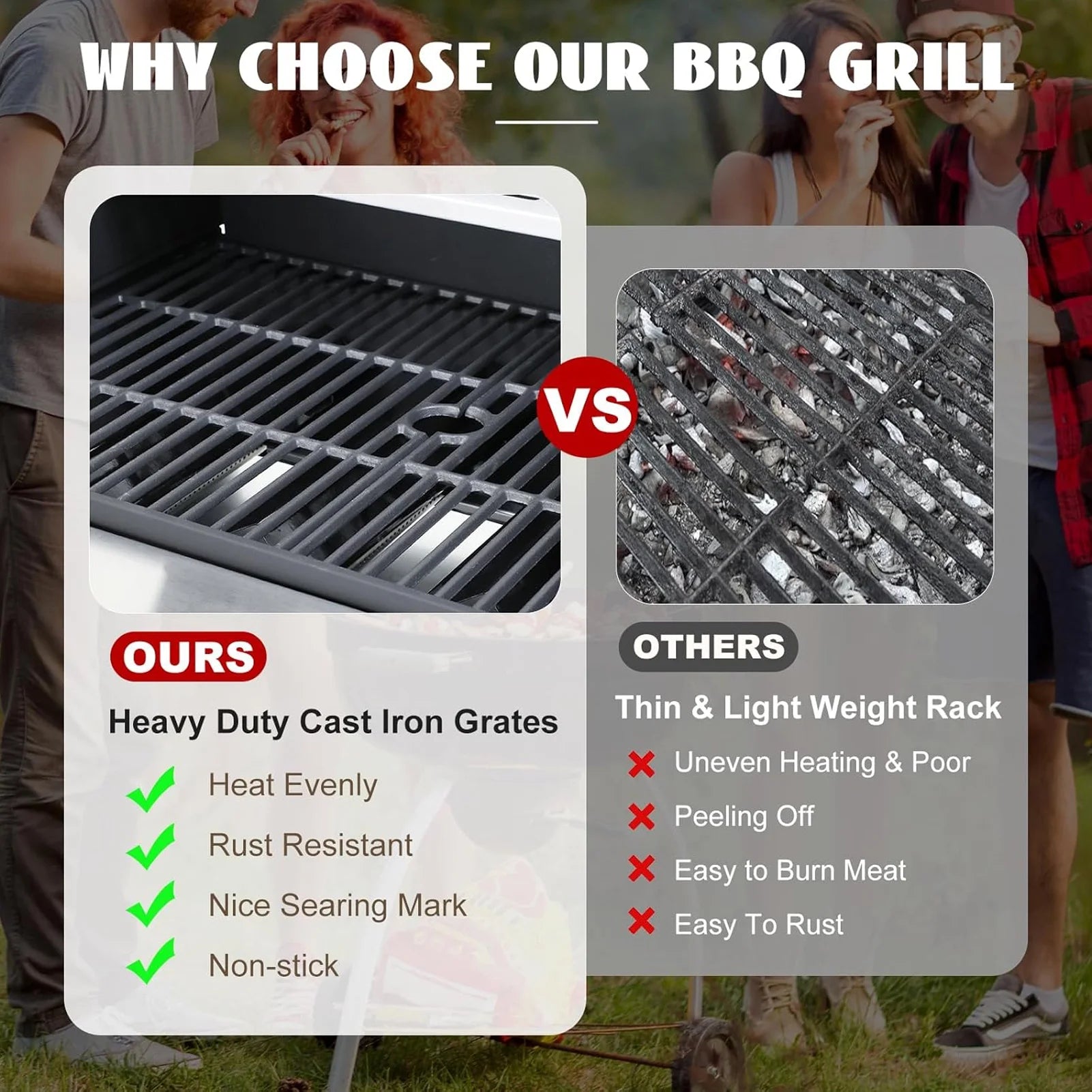 4-Burner Propane Gas BBQ Grill with Side Burner, Stainless Steel Gas Grill with Rain Cover, 40,500 BTU High-Output, Built-in Thermometer for Outdoor, Backyard, Patio BBQ Cooking