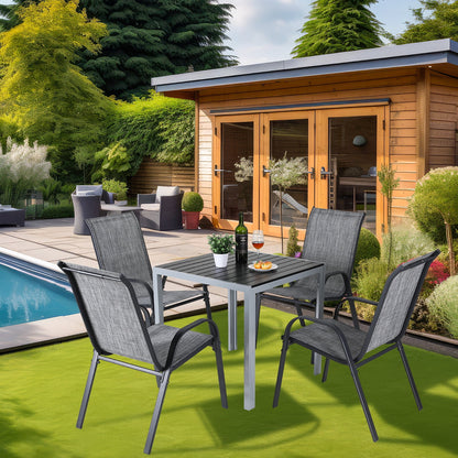 Pirecart Set of 4 Patio Dining Chairs, Textilene Outdoor Stacking Chairs for Poolside, Backyard, Garden