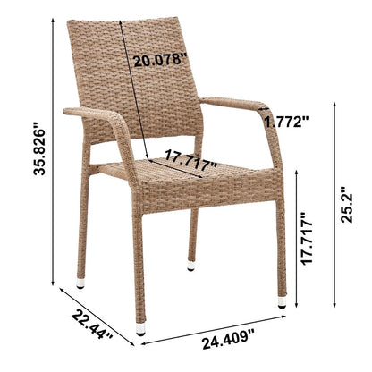 Manhattan Comfort 2-Piece Genoa Patio Dining Armchair in Nature Tan Weave