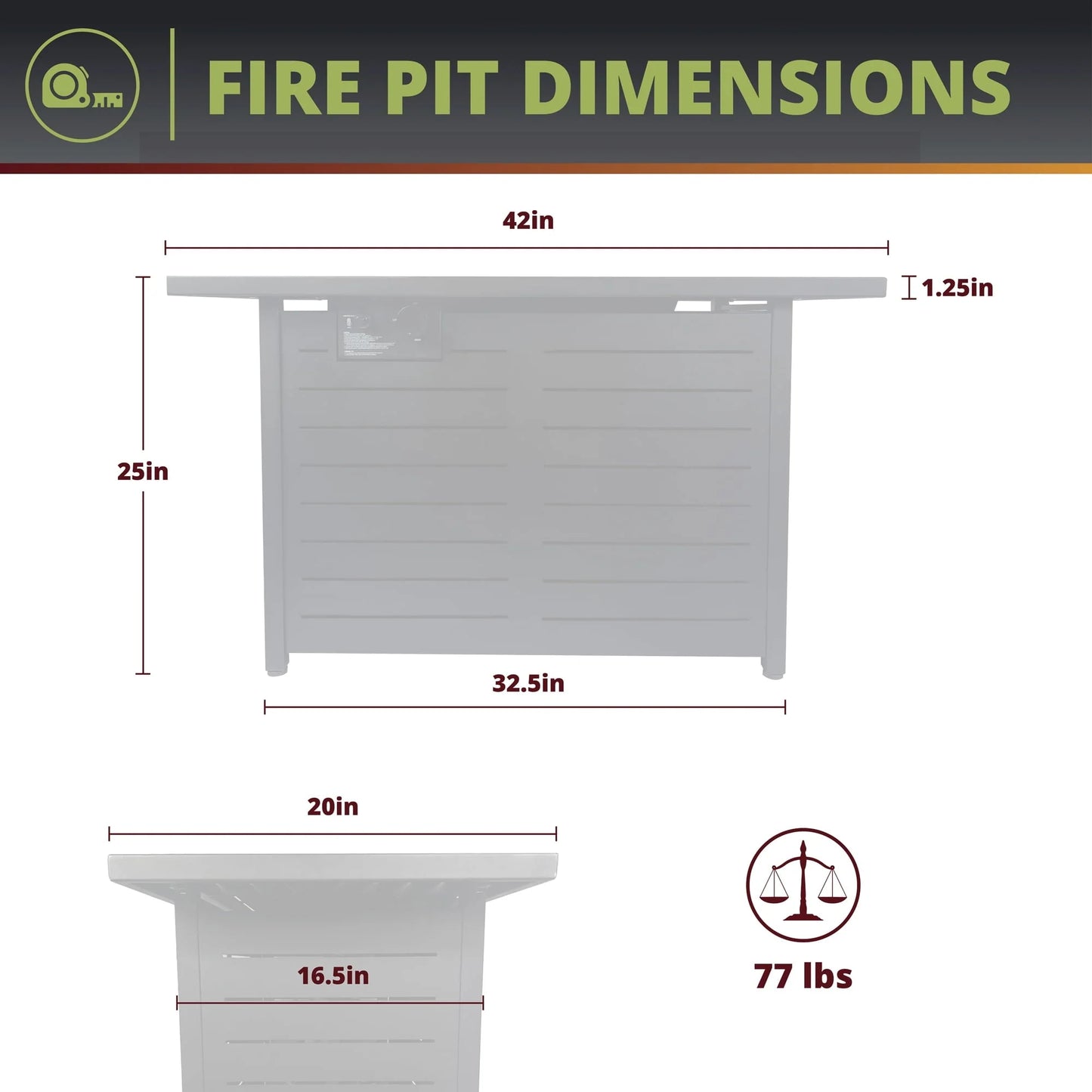 Kinger Home 42 inch Outdoor Propane Fire Pit Table for Patio, 50,000 BTU CSA Certified, Aluminum Frame, Lid, Weather Cover, Lava Rocks
