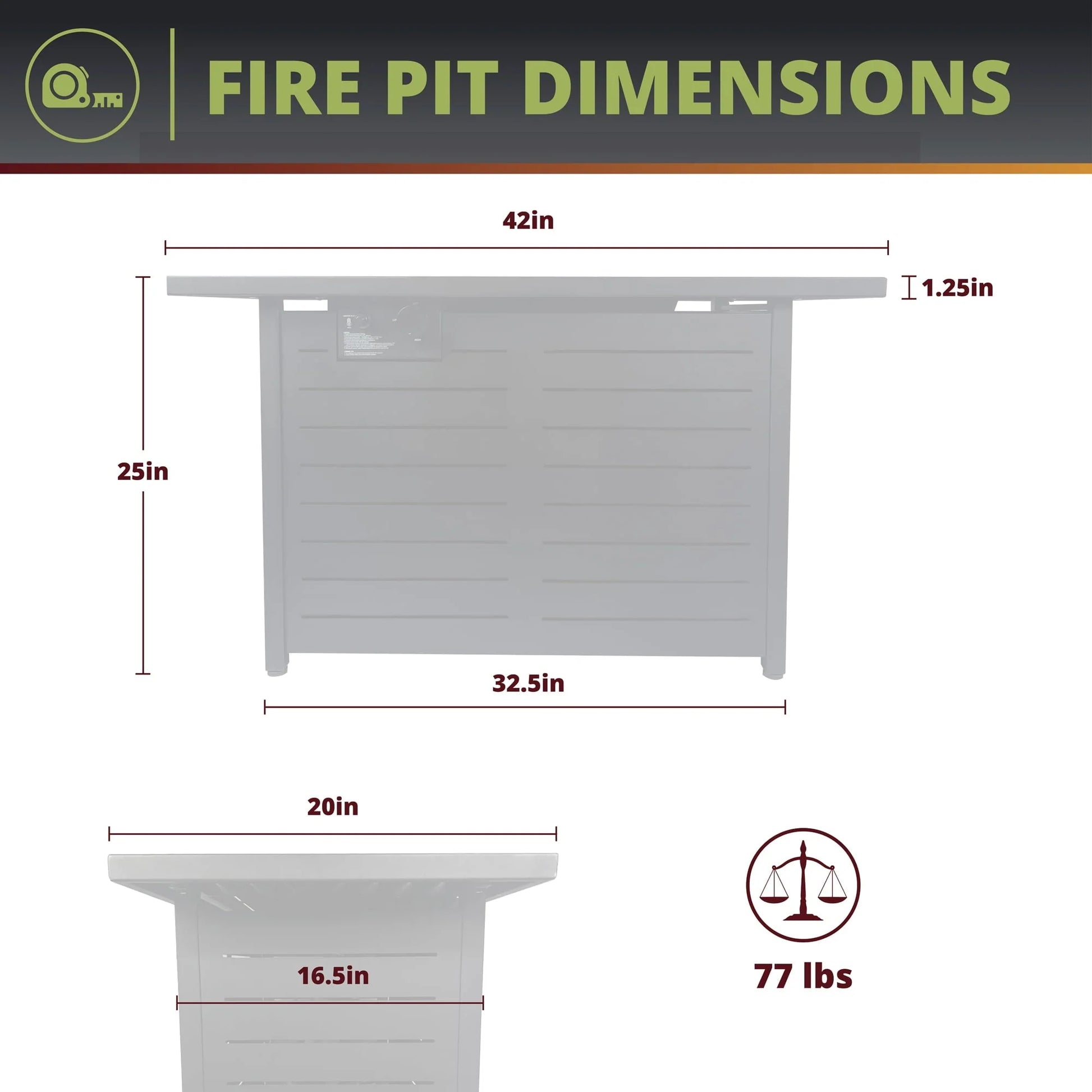 Kinger Home 42 inch Outdoor Propane Fire Pit Table for Patio, 50,000 BTU CSA Certified, Aluminum Frame, Lid, Weather Cover, Lava Rocks