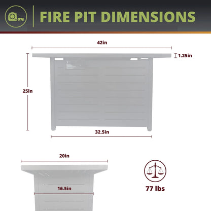 Kinger Home 42 inch Outdoor Propane Fire Pit Table for Patio, 50,000 BTU CSA Certified, Aluminum Frame, Lid, Weather Cover, Lava Rocks