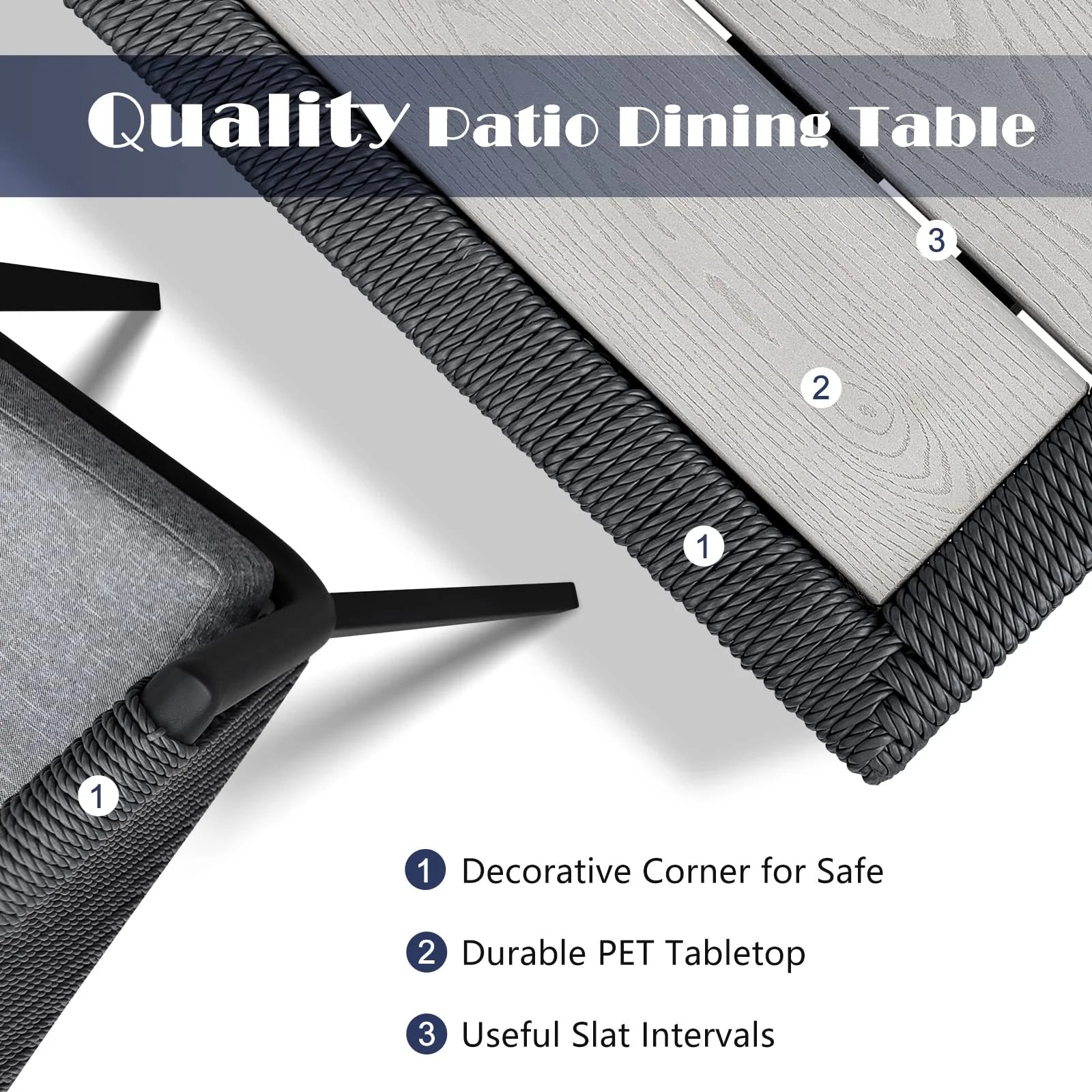 7-Piece Patio Dining Set for 6 - Wicker All Weather Outdoor Furniture with Cushions & Pillows, Grey, Modern Outdoor Table & Chairs Set