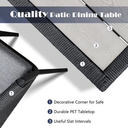 7-Piece Patio Dining Set for 6 - Wicker All Weather Outdoor Furniture with Cushions & Pillows, Grey, Modern Outdoor Table & Chairs Set