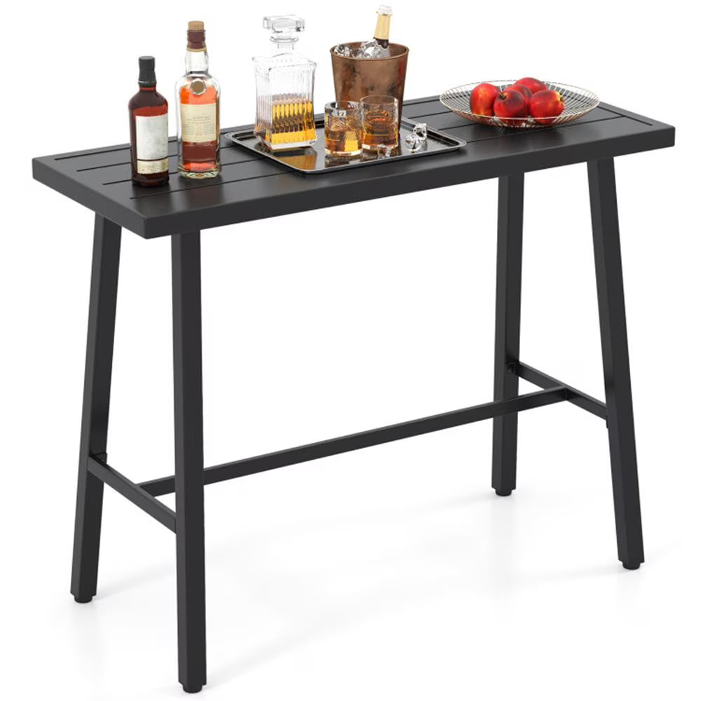 Spaco 36 Inches Patio Counter Height Bar Table with Adjustable Foot Pads, Deck Furniture, Outdoor Patio Furniture-Black