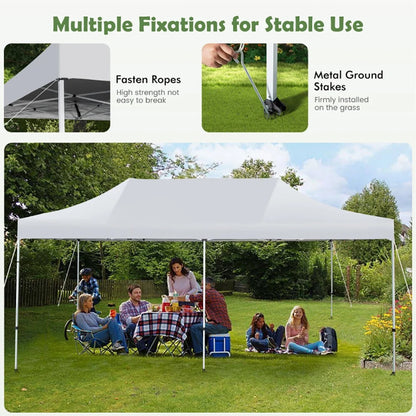 Spaco 10 x 20 Feet Outdoor Pop-Up Patio Folding Canopy Tent-White, Party Tent for Outside Party Waterproof Tent BBQ Shelter