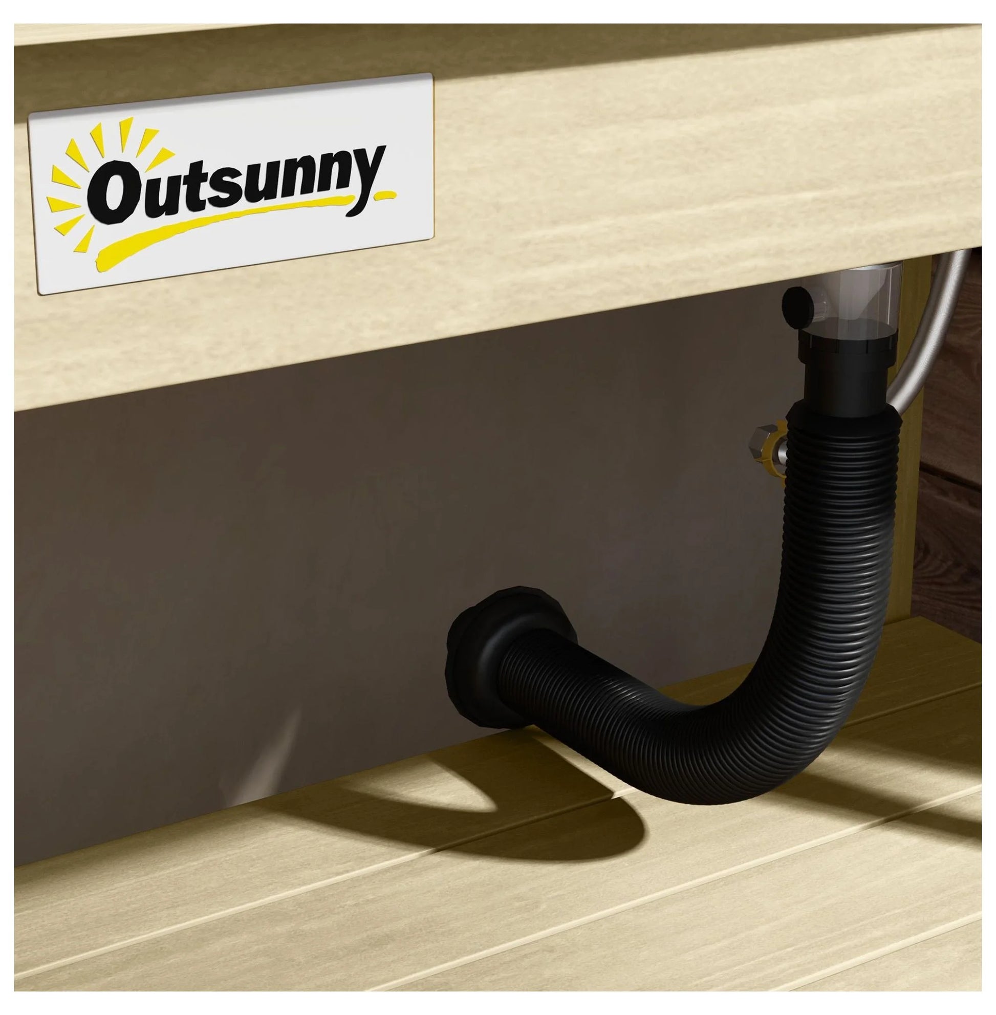 Wooden Potting Bench with Storage, Sink & Tap - Outdoor Gardening Station for Patio, Backyard, Balcony - Natural Finish