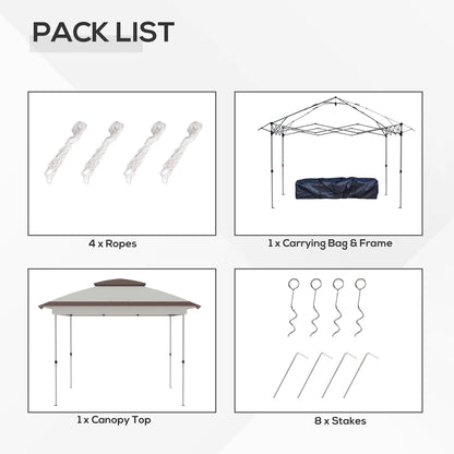12' X 12' Pop Up Canopy Tent with Netting and Carry Bag,Double Canopy, Instant Sun Shelter with 137 Sq.ft Shade, Tents for Parties, Height Adjustable, for Outdoor, Garden, Patio, Beige and Brown